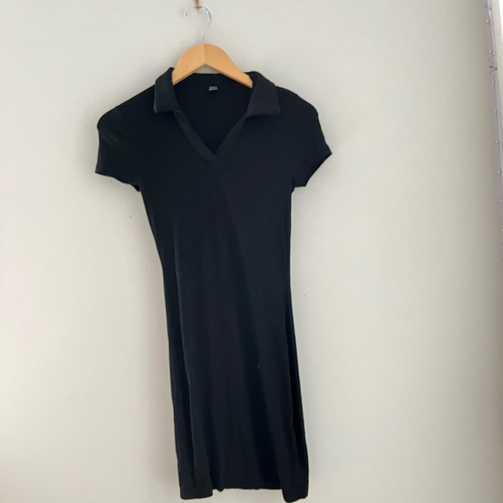 Black collared maxi dress